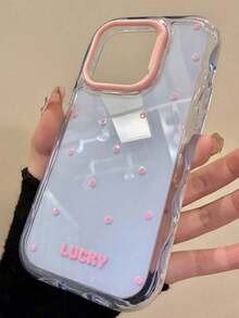 Cute Pink Polka Dot Contrast Color Wavy Jelly Phone Case, Suitable For IPhone 17 Pro Max, 17 Pro, 16 Pro Max, 15 Pro, 14 Plus, 12 Pro, 17 Air, 11, 13, Candy Soap Pattern - Blue - View 2