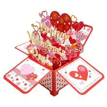 1pc, Sweet Valentines Day Card, Love Wedding Pop Up Card, Valentine's Day Pop Up Card For Women, Anniversary Card For Wife, Wedding Card, Pop Up Love Card, Handmade Paper Carved Card, Handmade Cartoon Card, Party Favors, Party Gift Decor, Gift Decor - Multicolor - View 5