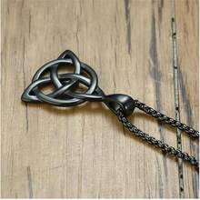 Celtic Knot Pendant Necklace Gold Silver Plated Unique Vintage Triangle Irish Good Luck Lightweight Triquetra Trinity Knot Geometric Chain Necklace For Women  Jewelry Gifts,Black - 黑色 - 查看 5