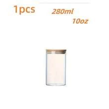 Conjunto de 1/2/4/8/10/12 peças, potes de doces de 280 ml, potes de biscoitos, potes de vidro herméticos com tampa de bambu para armazenamento - recipientes de alimentos soltos de vidro transparente de 10 oz para chá, café, especiarias, doces, biscoitos, cereais