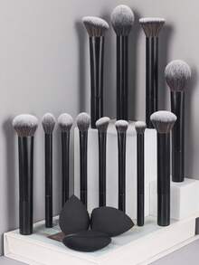 12pcs Multifunctional Makeup Brush Set - Powder Brush, Blush Brush, Foundation Brush, Eyeshadow Brush, Contour Brush + Angled Makeup Sponge, Round Makeup Sponge, White Makeup Puff,Brush Set,Makeup Brush Kit,Make Up Brush Set,Make Up Set Complete,Makeup Brush Set,Complete Makeup Kit,Brush Kit,Brushes Makeup Set,Makeup Gift Set,Set - Black - View 11