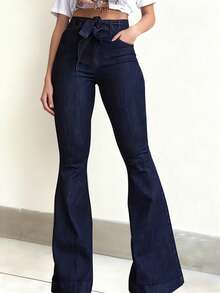 Jeans mit elastischem Bund und weitem Bein, lässig für Herbst/Winter