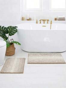 COSY HOMEER 1pc COSY HOMEER Bathroom Rug, Ultra Soft Absorbent Bath, Non-Slip Washable Plush Shag Bathroom Carpet, Suitable Bathroom Floor, Bathtub, Shower, Black And White Ombre Chenille Bath, Absorbent