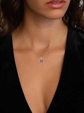 1pc Evil Eye Talisman Necklace Pendant - A Lucky Accessory Suitable For Both Men And Women, An Eye Pendant, A Simple Edged Devil's Eye Necklace For Women, Suitable For Birthdays, Weddings, Valentine's Day, And Graduation Anniversaries