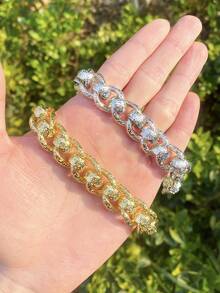 DUBSS 男士镀金真铜嘻哈风滚珠环手链，单件装，阿尔伯特扣 - 手鍊 - 查看 8