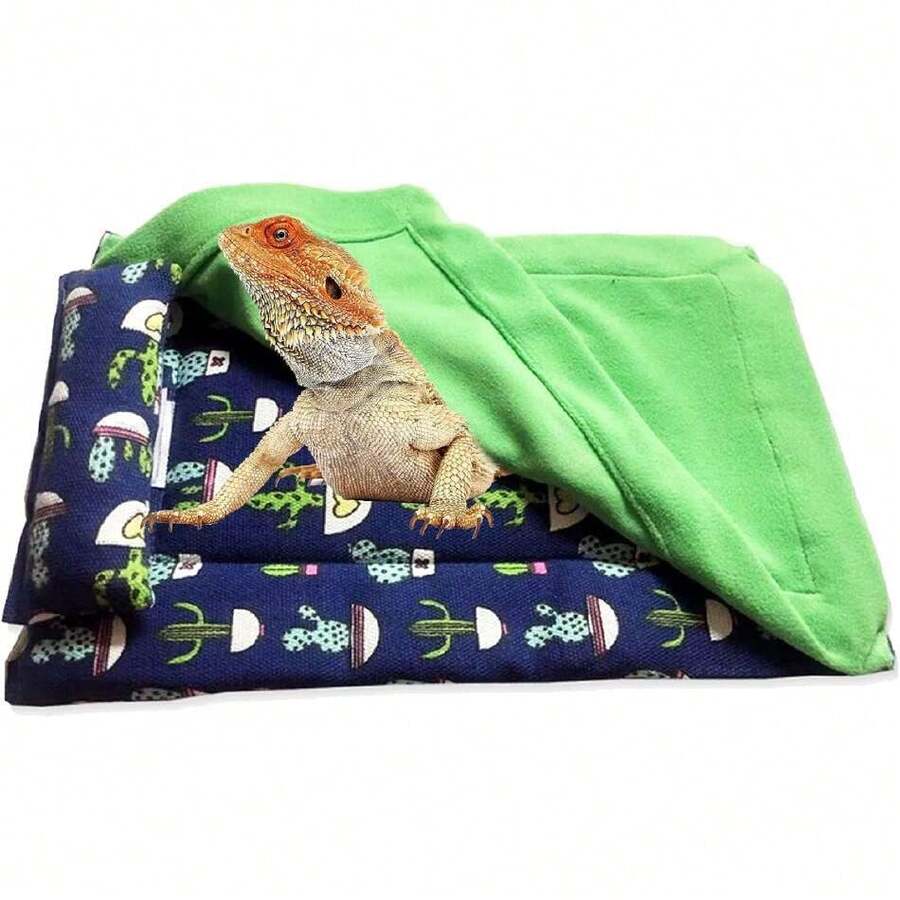 Bearded Dragon Bed Reptile Sleeping Bag With Pillow And Blanket Small Pet Warm Hide Habitat For Hamsters Lizards Bearded Dragon,29569805 - 藏蓝色 - 查看 1