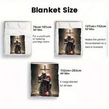 1 Piece Medieval Blanket - Medieval Castle Decoration, One-Knee-Knocking Pattern - Soft Flannel Bedspread - 280g Lightweight All-Season Sofa, Bed, Camping, Office Throw Blanket - History And Fantasy Enthusiasts - Dark Tone Home Decor (Brown//Black/White/Beige) - Digital Printed Fleece Fabric With And Shield Design - Suitable Living Room And Travel Use