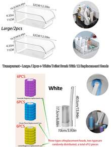 1件/18件/30件家用一次性马桶刷，带6/12件替换头，可溶解马桶清洁刷套装，无盲点清洁浴室装饰秋季装饰