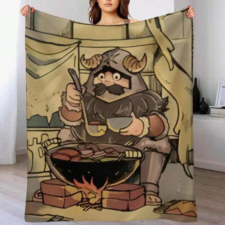 Dungeon Meshi Delicious In Dungeon - Senshi Cooking Throw Blanket Soft Big Thin 'S  Blankets - 黑色 - 查看 1