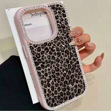 A Shiny Leopard Print Flip Case With Diamonds For IPhone 17promax/17air 16 Pro Max, 16, 15 Pro, 14, 14 Plus, 14 Pro Max, 13, 13 Pro, 12 Pro And 11 Pro Max Models. Designed To Resist Drops And Stains, This Soft Case Is Perfect For Men And Women With Elegant Diamond Trim.Funda Para Phone,Apple16,Cover De Phone,Cell Phone Case,Funda Para Apple 17 Pro - 粉色 - 查看 8