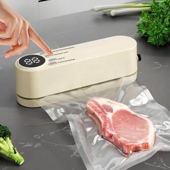 1pc Multifunctional Food Vacuum Sealer - Portable Wireless Design With Sealing, Vacuum Sealing And Inflation Functions, USB Rechargeable 1200mAh Battery, Keeps Food Fresh For Long-Term Storage, Suitable For Snacks, Meat, Fruits, Vegetables, Compact And Easy To Use