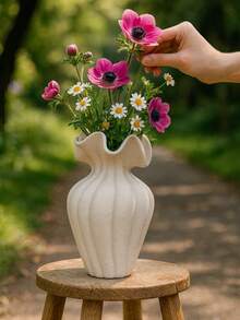 1个户外纹理花盆，复古波纹花盆，适用于庭院、阳台或花园装饰，耐用装饰植物架