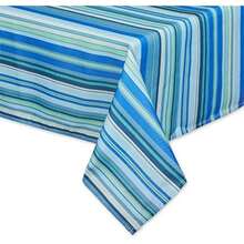DII Summer Stripe - Colección de Mesa con Cierre para Exteriores, Multiusos, Lavable a máquina, Mantel, 60 x 120, Azul océano(304.8 x 152.4 cm (Rectangular) Azul Océano) - Multicolor - Ver 2