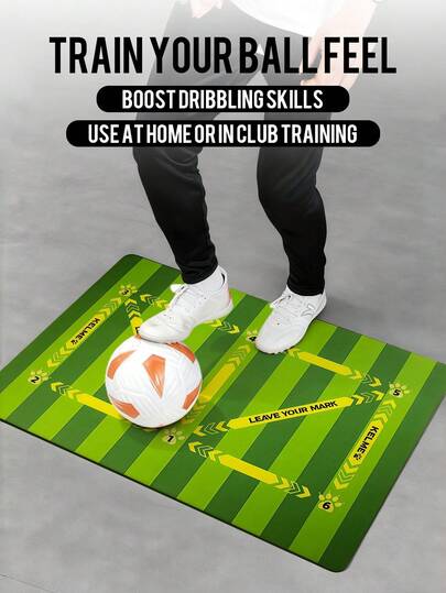 1片60*90厘米/23*35.4英寸1800克硅藻土足球训练垫，足球运球练习垫，带6个点和9条线，适合成人和儿童，防滑橡胶底，可水洗，室内足球训练工具，耐磨加厚，多种尺寸可选，提升球感，专业俱乐部训练，中小学生辅助器材，防滑可折叠地毯垫，创意地垫