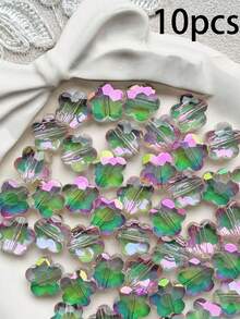 10颗梅花玻璃珠，用于制作珠宝手链，10毫米透明水晶隔珠，DIY吊坠耳环手工饰品 - 玻璃梅花珠 - 查看 13