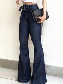 Jeans mit elastischem Bund und weitem Bein, lässig für Herbst/Winter