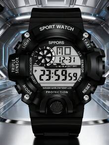 1pc Minimalist Fashion Arabic Numeral Round Dial Silicone Quartz Watch, Suitable As Birthday, Halloween, Christmas, Valentine's Day Gift - Black - View 1