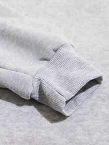 Teens' Black Fashionable Versatile Bear Print Warm Sweatshirt Sweatshirt, Fleece Lined, With Hood, Gift For Teenage Boys, Autumn/Winter