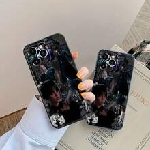 Funda para teléfono de TPU con diseño gótico misterioso, telarañas y elementos musicales, compatible con  16 Pro Max,  15 Pro Max,  13 y  12. Ofrece protección contra golpes y caídas. Un regalo perfecto para las celebraciones de Halloween para familiares, amigos y seres queridos. - Negro - Ver 3