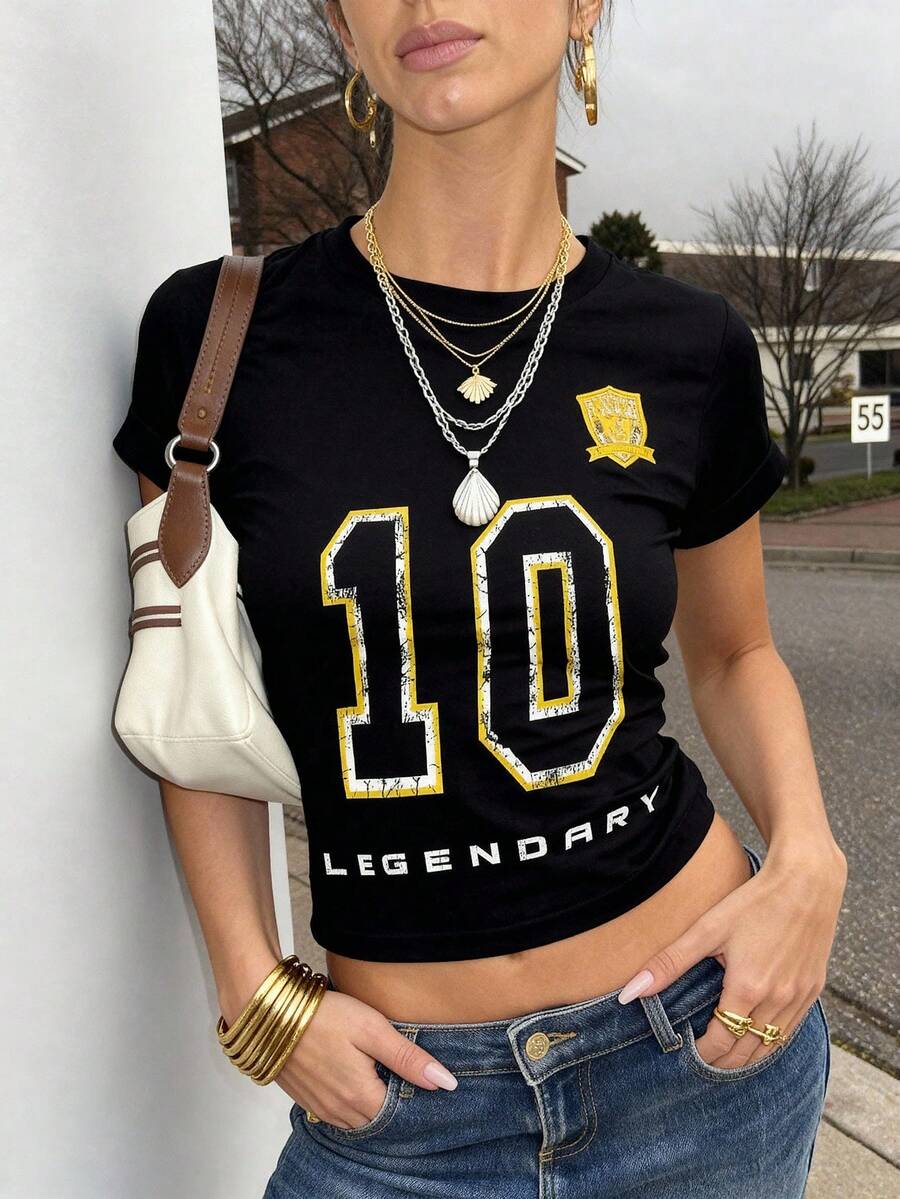 Howell This Casual, Versatile, Sporty And Digital Style T-Shirt Is Perfect For Spring And Summer. It Is Comfortable, Elastic And Short - Black - View 1