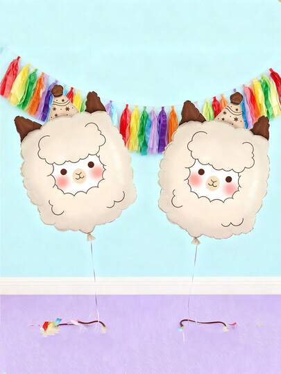 1/2个可爱羊驼造型铝箔气球，生日派对装饰，营造可爱氛围的活动布置