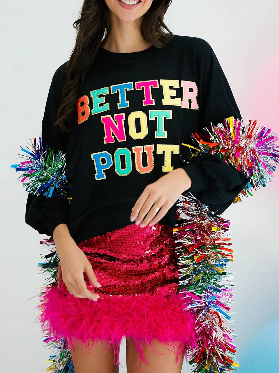 Suéter navideño de mujer con brillantes rhinestones - Suéter holgado de ...