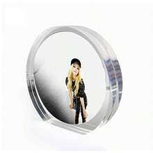ZZXC Acrylic Picture FrameMagnetic Photo Block Frame Clear Frameless Desktop Horizontal Display Double Sided 2x3" 8+8mm Thickness Half RoundZX- - 透明的 - 查看 3