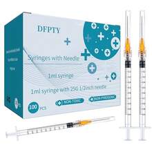 25 Pack Disposable Sterile Supplies 1ml Syringe With Needle,25Ga 1inch Needle And Syringe,Individual Package.(25) - 1ml - Xem 1