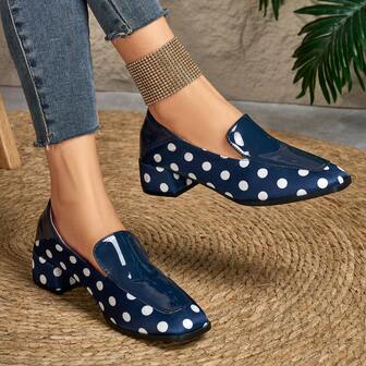 女士方头波尔卡圆点粗跟乐福鞋、沙滩 PU 皮革一脚蹬平底鞋、镜面材质、平底鞋、玛丽珍鞋、粗跟牛津鞋、办公鞋、棕色中跟鞋、复古学院风平底鞋、极简主义平底鞋、女士正装鞋、春秋平底鞋、女士一脚蹬鞋、四季户外鞋