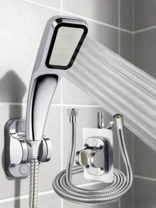 3pcs/Set 300-Hole High Pressure Square Shower Head Set, High Flow Rate Water-Saving Handheld Shower Head With 300 Nozzles, High Quality High Pressure Water-Saving Shower Head, Plastic Structure, Modern Minimalist Style, With 59-Inch Flexible Hose And Easy-Install Bracket, Suitable For Home And Hotel Bathrooms, Essential Accessory For Modern Bathrooms And RV Bathrooms, Upgrade Your Bathroom For A Comfortable Bathing Experience, Ideal Christmas Gift Bathroom Accessories Bathroom Tools - Multicolor - View 2