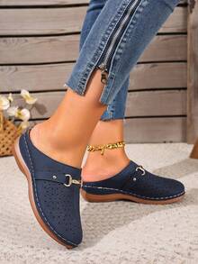 Elegant Chic Casual Solid Color Metal Chain Comfortable Socks, Suitable For Spring, Summer, Autumn - Navy Blue - View 5