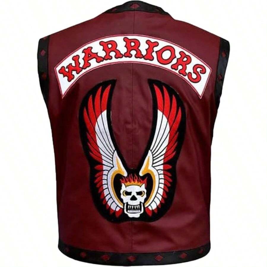 PROMENADE CHIC Remar - Chaleco de piel bordado para motociclista - CH + Granate - Piel sintética - Ver 1