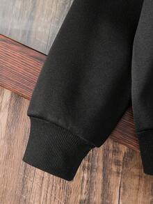 Tween Boy Cartoon Pattern Warm Sweatshirt - Black - View 5