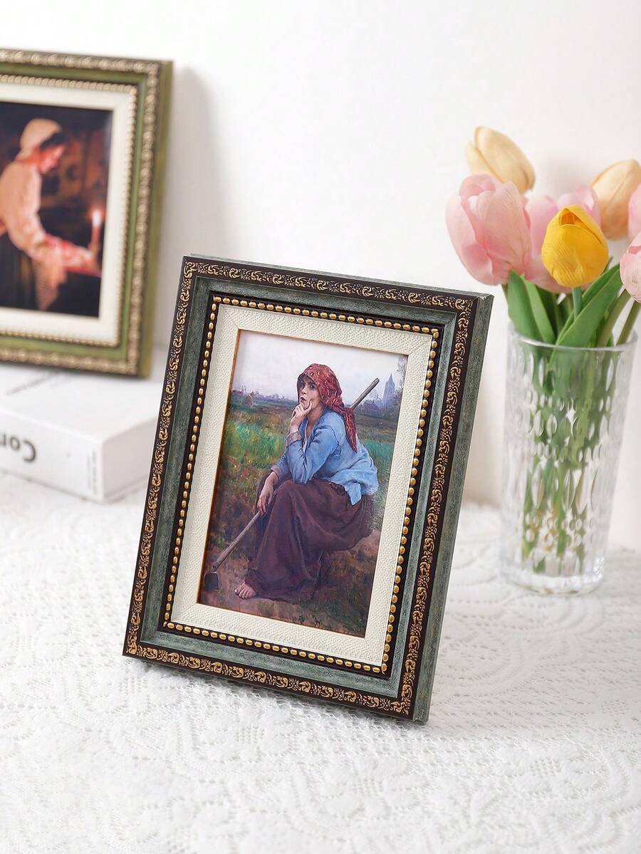 1pc 4"X6" Vintage Style Photo Frame, Suitable For Home, Living Room, Bedroom Wall Or Tabletop Display, Ideal For Decorating, Commemorating Friends, And Gift Giving - Multicolor - View 1