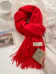1pc Premium Imitation Cashmere Scarf, Solid Color, Versatile, Unisex, Warm For Autumn/Winter - Multicolor - View 27