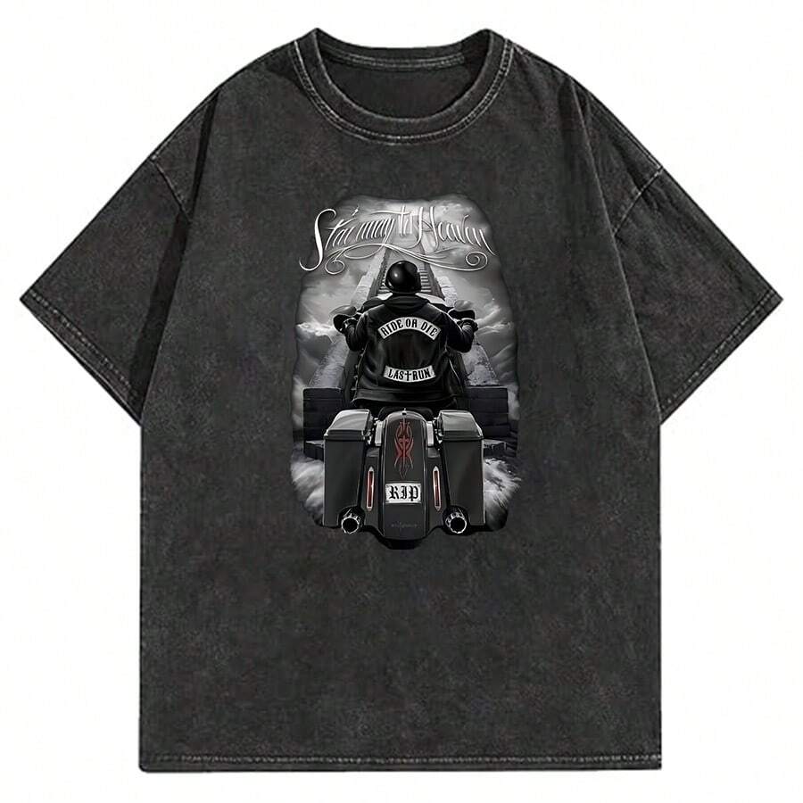 DAVID GONZALES DGA RIDE OR DIE STAIRWAY TO HEAVEN SKULL OUTLAW T SHIRT S-3XL - Black - View 1