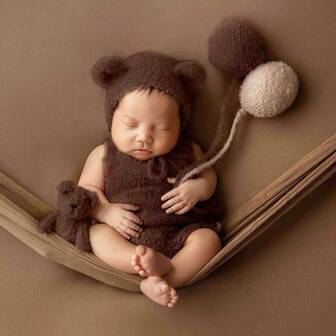 Newborn Baby Photography Props - Balloon, Knitted Hat, Blanket, Wrap Cloth