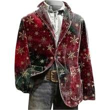 chamarra de Navidad de pana para hombre 2025, divertida y fea para traje de Navidad, con estampado de Navidad, chamarra deportivo para de da festivo, con bolsillo - G + A15-rojo - Ver 5