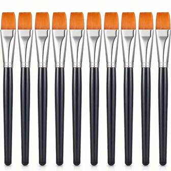 Washed Brush Set, Synthetic Nylon Bristles, Wooden Handle, Durable Double Curled, Non Shedding, Suitable For Acrylic Painting, Oil Painting, Watercolor Painting, Handicrafts, Facial And Body Art 2026 Smiski School Office Classroom Stationery For Man/Home Desk Accesories