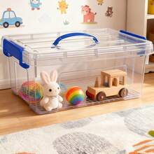 High transparency storage box, lid-style storage box with handle, rectangular transparent box, small-sized storage box, dustproof and mildew-proof, thickened plastic storage cksbox, organizing , homebox clotheator and homebox, foodboxs servboxs , homeboxs miscellaneous item storage box - 透明 - 查看 3