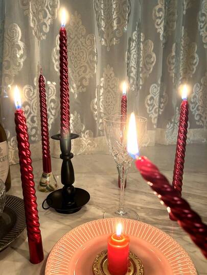 24支彩色螺旋锥形蜡烛（长20.5厘米，厚9厘米，高2.20厘米），亮粉色螺旋锥形蜡烛，适合节日家居装饰，无异味不滴蜡，适用于晚宴、婚礼、情人节（红/黑/蓝/白/金/粉/紫）、礼品、家居装饰、复活节、生日装饰蜡烛、派对蜡烛装饰、餐厅/厨房餐桌装饰蜡烛、父亲节、母亲节、万圣节、圣诞节等场合。