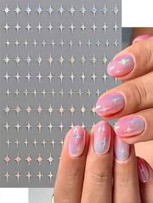 8 miếng dán móng tay hình ngôi sao vàng và bạc kim loại, 8 kích cỡ khác nhau, hình ngôi sao 3D tự dính, thích hợp cho trang trí móng tay nữ (Vàng, Bạc, Trắng, Đen, Hồng, Đỏ, Đỏ, Bạc Laser) Dụng cụ làm móng - Nhiều màu - Xem 5