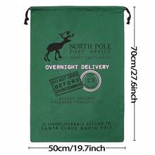 1pc Large Christmas Santa Sack, Canvas Drawstring Gift Bag For Christmas Packaging, Holiday Storage, Party Supplies, Gift Wrapping For Friends, Reusable Xmas Pouch To Place Presents Under The Christmas Tree, Winter Home Decoration - Multicolor - View 4