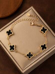 1 Stück Klee- und Blumen-Perlenarmband, bunter, eleganter Luxus-Schmuck für Frauen, modisch und vielseitig - mehrfarbig - Übersicht 5
