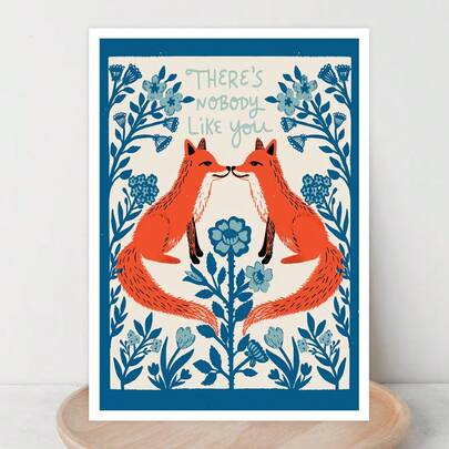 1PC There's Nobody Like You, Fox Card, Love Card, Anniversary Card For Wife, Animal Notecard, Blank Card For Boyfriend, Valentines Greeting Card