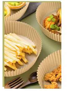 20/50/100 pièces Feuilles de cuisson antiadhésives pour friteuse à air pris, épaisses, résistantes à l'huile et absorbantes pour la cuisson, le four, le rôtissage, le micro-ondes, de forme ronde, résistantes à haute température, papier sulfurisé alimentaire - Multicolore - Voir 6
