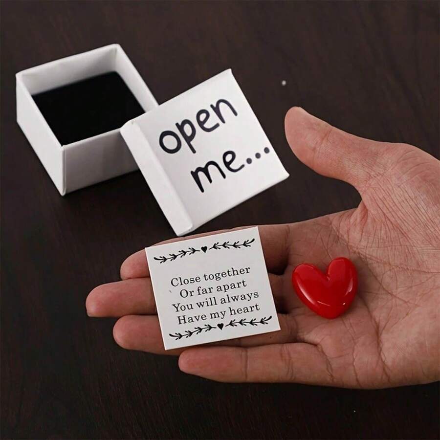1 Charming "Open Me" Surprise Gift Box Featuring A Resin Heart And "I Love You" Message Card – Perfect For Birthdays, Weddings, Anniversaries, Valentine's Day, And Special Occasions - 愛心小禮盒 - 查看 1
