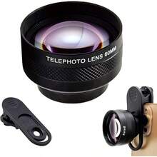 - Lente teleobjetivo de 60 mm con clip de lente de telfono de rosca de 17 mm para y Android, la mayora de los telfonos inteligentes, compatible con SmallRig Smartphone Cage Case - inicial - Ver 1