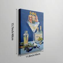 1pc Vintage Dirty Martini Bar Wall Art, Retro Cocktail Canvas Print | Medieval Modern Style Home Decor, Suitable For Home Bar, Kitchen, Dining Room, Bedroom, Living Room Or Office, Cocktail Poster, Gift For Her, Framed Or Unframed Option - Multicolor - View 14