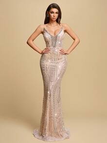 Astony One 新款性感优雅女士华丽无肩带晚礼服，修身闪亮亮片正式礼服，适合订婚、新年、情人节、生日派对、毕业典礼和其他正式场合。